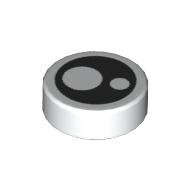 Tile Round 1 x 1 with Black Eye with Two Pupils Print (98138pr9981)