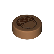 Tile Round 1 x 1 with Small Acorn Print (98138pr9986)