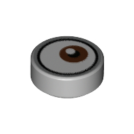 Tile Round 1 x 1 with Reddish Brown Eye Looking Left (White Dot on Top) Print (98138pr9993)