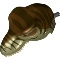 Animal Body Part, Dinosaur, Tyrannosaurus Rex Head with Pin, Tan Teeth, Reddish Brown Top and Dark Brown Stripes Print (98161pr0002)