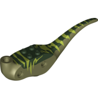 Animal Body Part, Dinosaur, Raptor Body with Dark Green Top with Lime Stripes Print (98165pr0001)