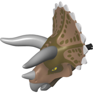 Animal Body Part, Dinosaur, Triceratops Head with Light Bluish Gray Horns and Reddish Brown Top with Dark Brown Print (98169pr0001)