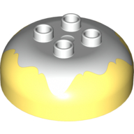 Duplo Brick Round 4 x 4 Dome Top with 2 x 2 Studs - Marbled White 'Frosting' (98220pat0001)