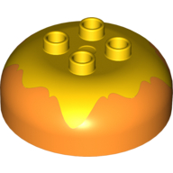 Duplo Brick Round 4 x 4 Dome Top with 2 x 2 Studs - Marbled Yellow 'Frosting' or Rocket Flame (98220pat0007)
