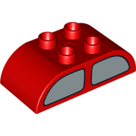 Duplo Brick 2 x 4 Curved Top with Double Window print on Both Sides (98223pr0001)
