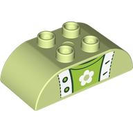 Duplo Brick 2 x 4 Curved Top, Sweater Top and Lime Undershirt Print (98223pr0034)