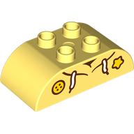 Duplo Brick 2 x 4 Curved Top, Hoodie Top and Yellow Star and Button Print (98223pr0036)