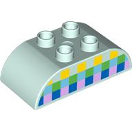 Duplo Brick 2 x 4 Curved Top, Yellow, Green, Medium Azure, Blue, and Bright Print Squares Print (98223pr0037)