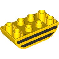 Duplo Brick 2 x 4 Curved Bottom with Black Lines (Bee) print (98224pr0011)