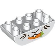 Duplo Brick 2 x 4 Curved Bottom, Rabbit Mouth Print (98224pr0017)