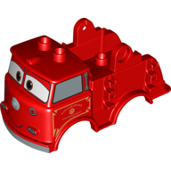 Duplo Car Body Truck with 'Red' Fire Logo Print (Fits over Car Base 2 x 4) (98247pr0001)