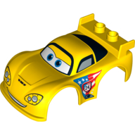 Duplo Car Body 2 Studs on Spoiler with Cars Jeff Gorvette Print (98249pr0001)