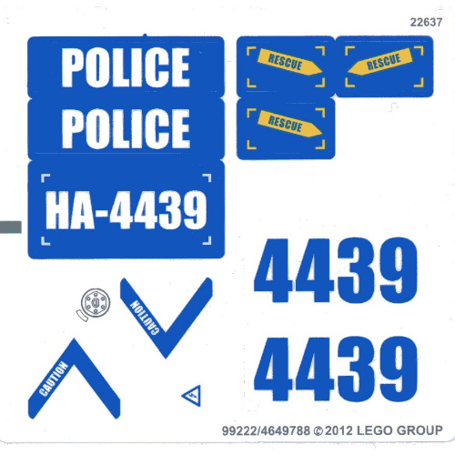 Sticker Sheet for Set 4439-1 (99222)
