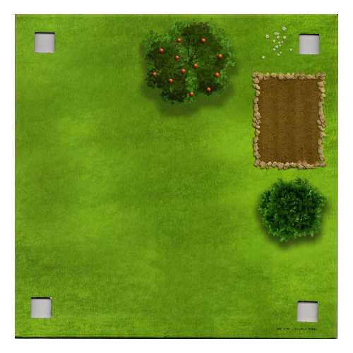 Baseplate with 4 Square Corner Holes and Grass / Grass, Water with Wooden Bridge Print (upn0316pr0015)