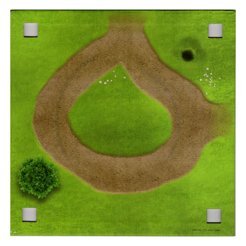 Baseplate with 4 Square Corner Holes and Grass with Stone Path / Grass with Sand Path Print (upn0316pr0016)