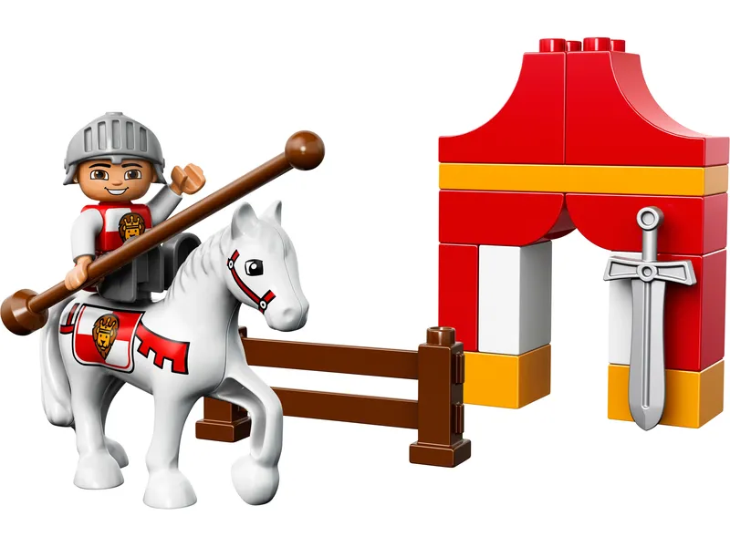 Op avontuur in de middeleeuwen met deze LEGO® DUPLO® Riddertoernooi set!