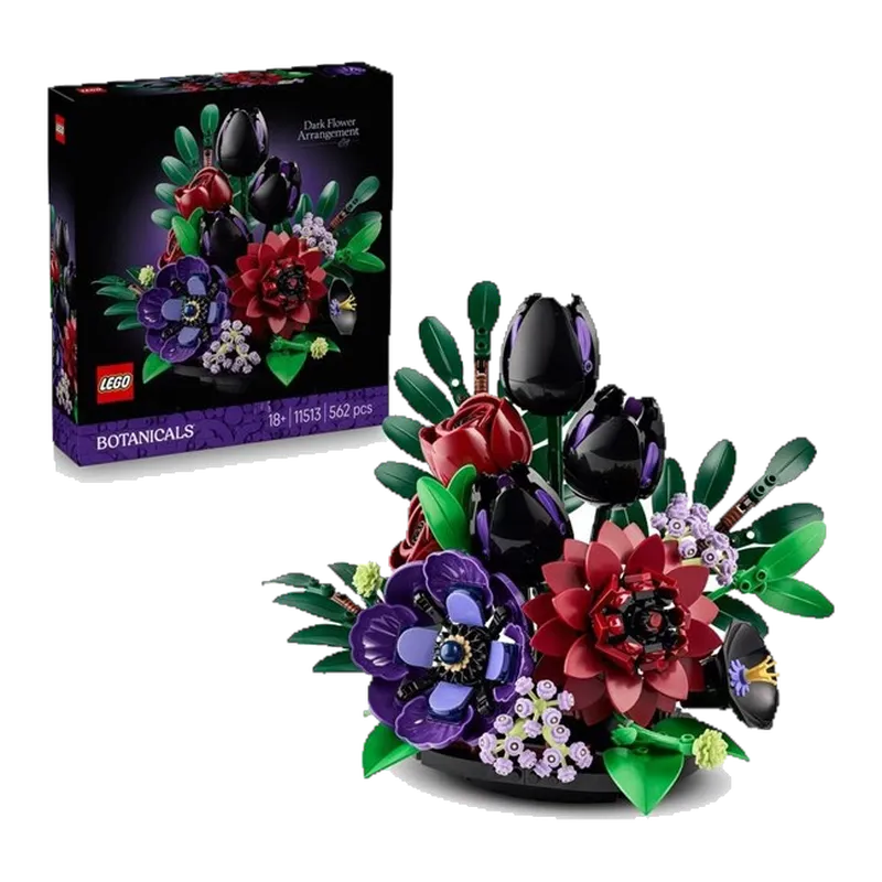 Creëer een prachtige bloemendecoratie met donkere LEGO® bloemen