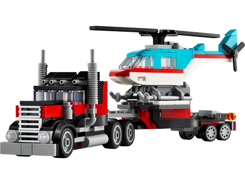 Flatbed Truck with Helicopter