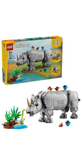 Wild Animals: Majestic Rhino with Birds fra LEGO – produktbillede 6 af 33