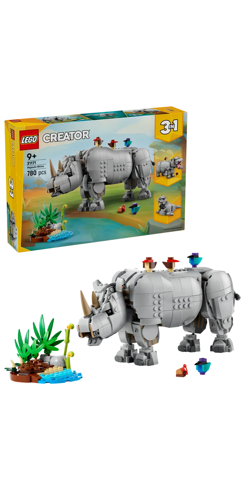 Wild Animals: Majestic Rhino with Birds fra LEGO – produktbillede 6 af 33