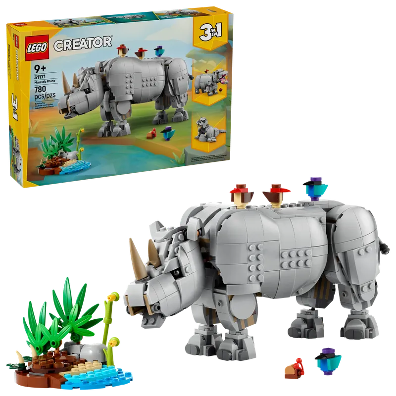 Wild Animals: Majestic Rhino with Birds fra LEGO – produktbillede 2 af 33