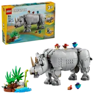 Wilde dieren: machtige neushoorn met vogels - Afbeelding 23 van 24