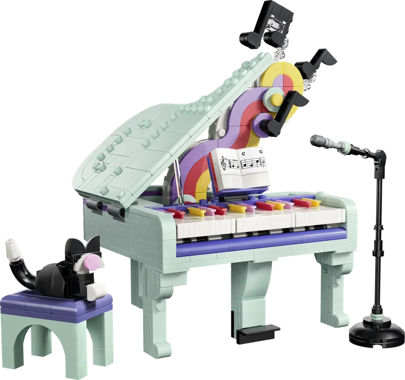 Music Decor Piano with Cat