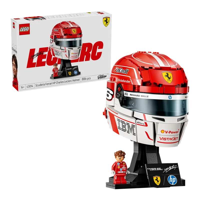 Charles Leclerc-helm in Ferrari Rosso Corsa als bouwbaar collectorsitem