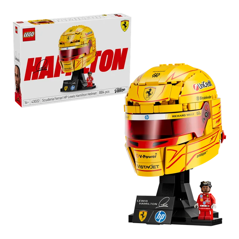 Lewis Hamilton-helm in Ferrari geel als bouwbaar collectorsitem