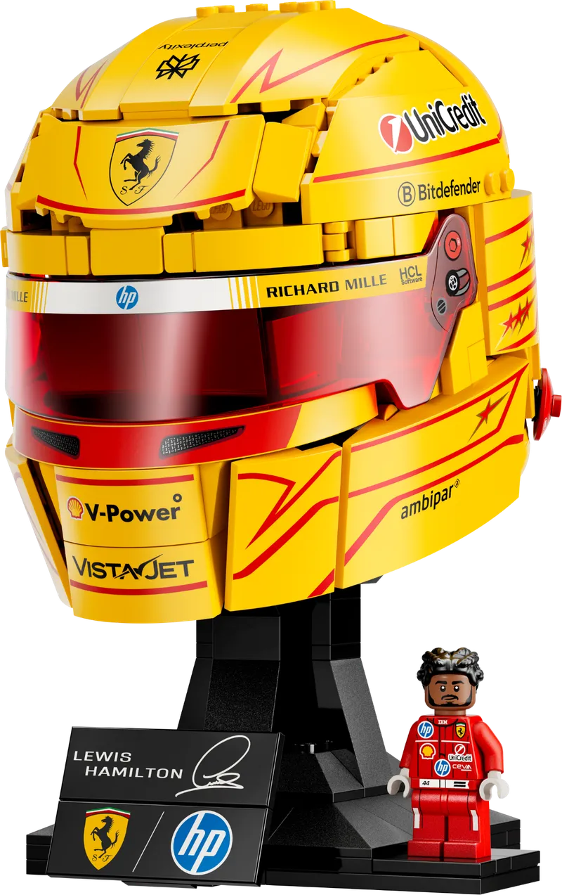 Lewis Hamilton-helm in Ferrari geel als bouwbaar collectorsitem