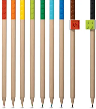 9 Pack Colored Pencil with Toppers Pack von LEGO – Produktfoto