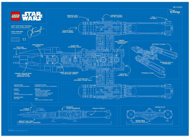 UCS Y-Wing Blueprint Poster von LEGO – Produktfoto