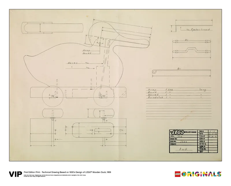 Technical Drawing Wooden Duck 1958 by LEGO – product photo
