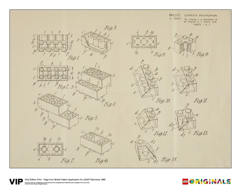 1st Edition Print British Patent, 1968 de LEGO – photo du produit