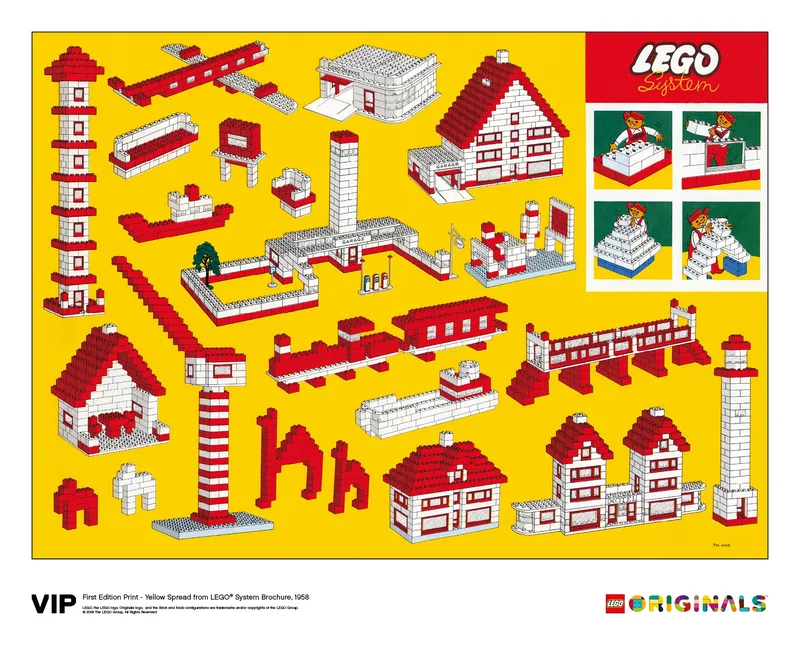Yellow Spread LEGO Systém Brochure 1958 fra LEGO – produktfoto