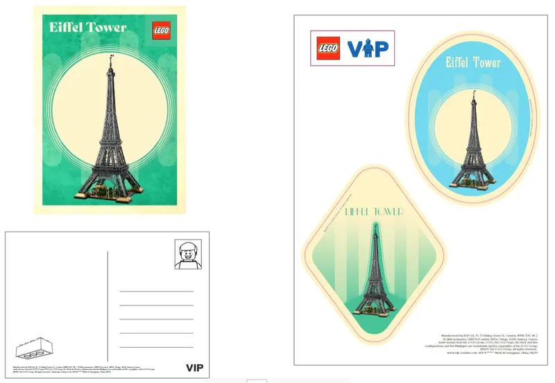Eiffel Tower and Post Card and Stickers