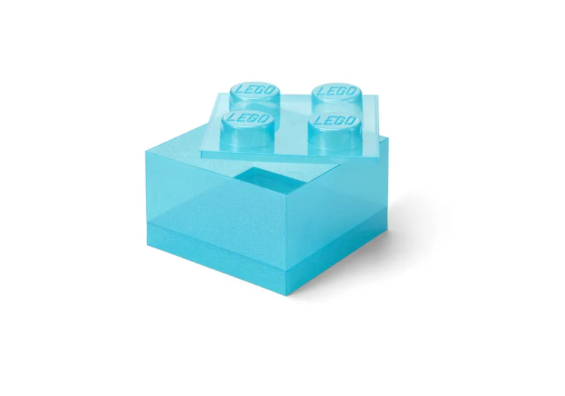 Light Blue Clear Brick-Shaped Storage Box
