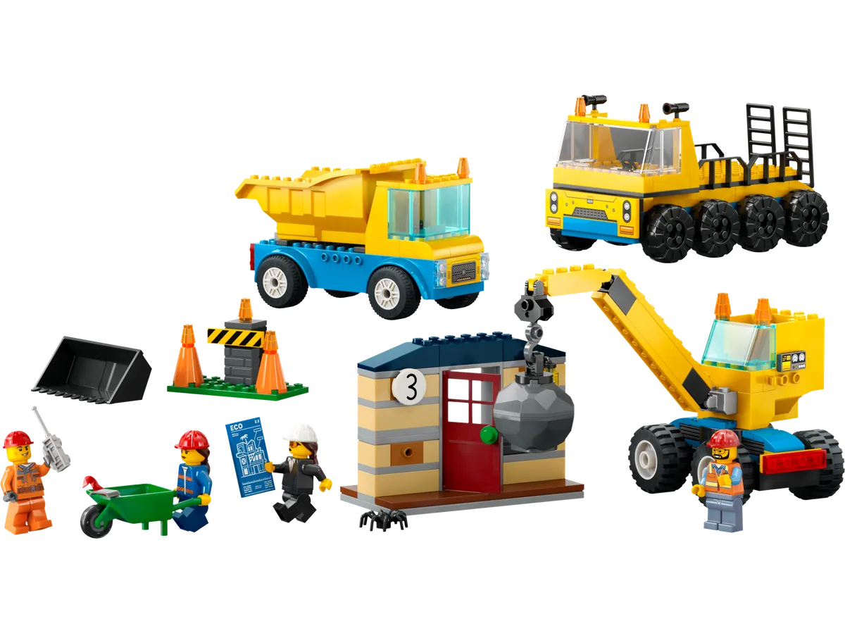LEGO Construction Trucks and Wrecking Ball Crane (60391)