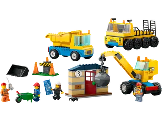 Construction Trucks and Wrecking Ball Crane fra LEGO – produktbillede 1 af 8