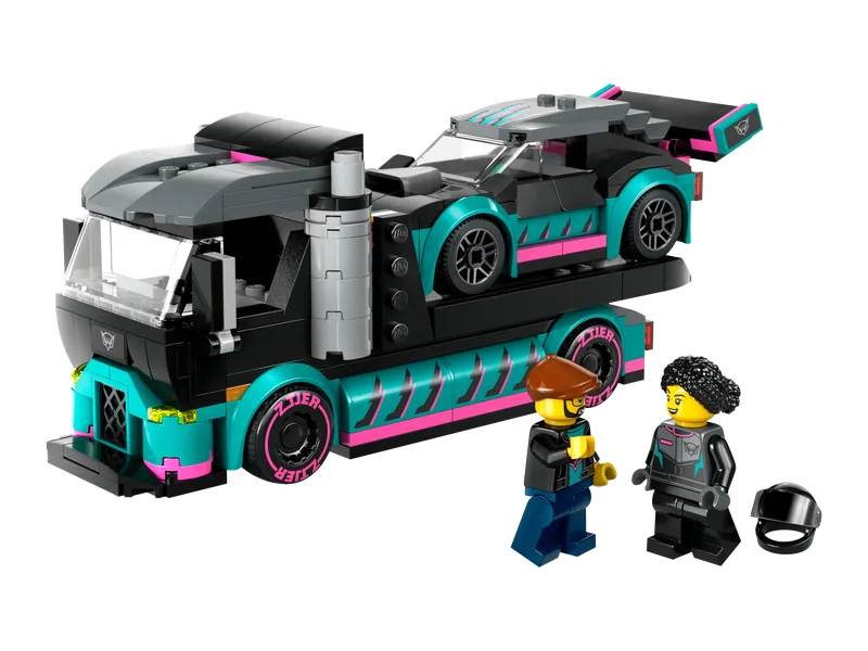 Race Car and Car Carrier Truck