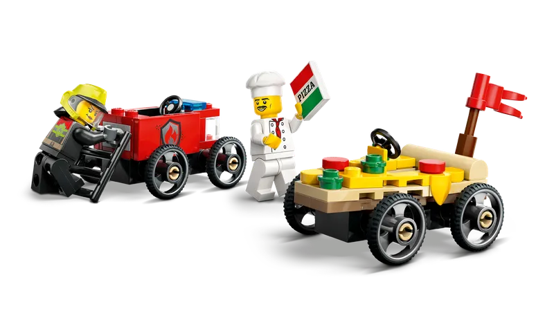 Raceautopakket: pizzabestelwagen vs. brandweerauto
