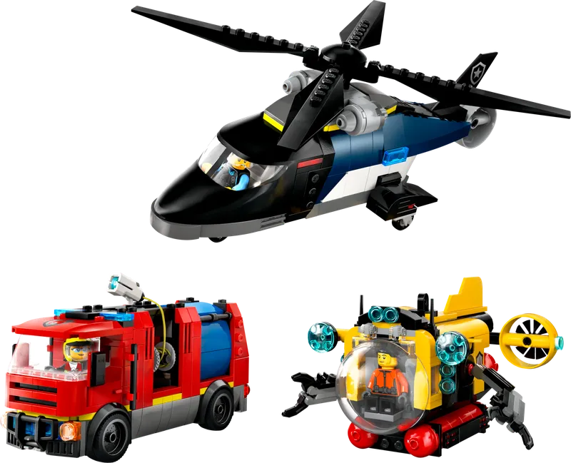LEGO 60462 Helicopter, Fire Truck & Submarine Remix, 874 stenen