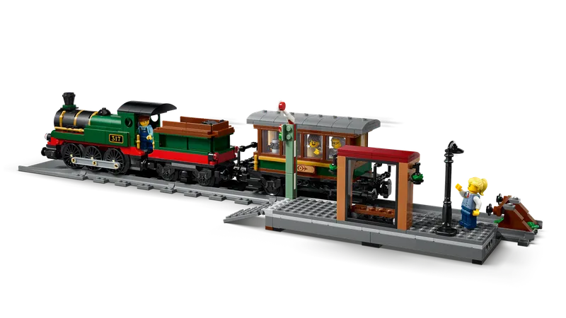 LEGO 60511 Vintage Steam Train detailbeeld met station en stoomtrein