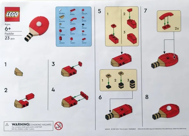 Paddle van LEGO – productfoto