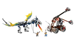 LEGO Viking Double Catapult versus the Armored Ofnir Dragon (7021)