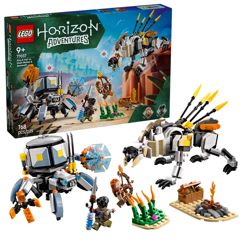 Aloy en Varl vs. Shell-Walker en Sawtooth van LEGO – productfoto 2 van 6