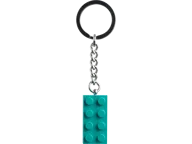 Helder blauwgroen 2x4 stud sleutelhanger - Afbeelding 1 van 3