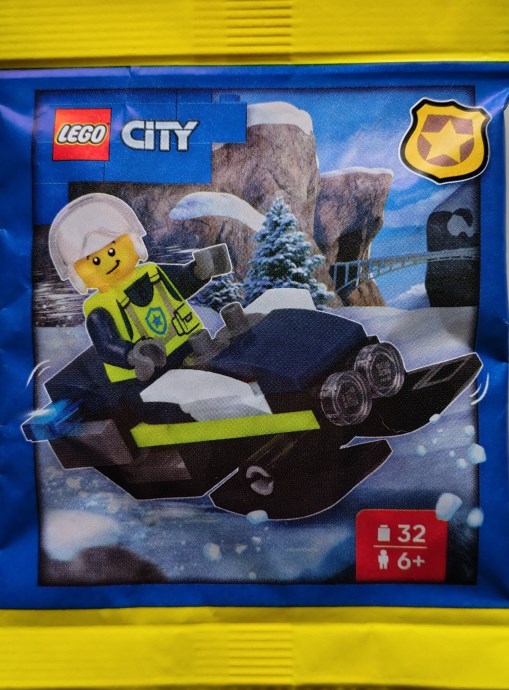 Police Officer with Snowmobile